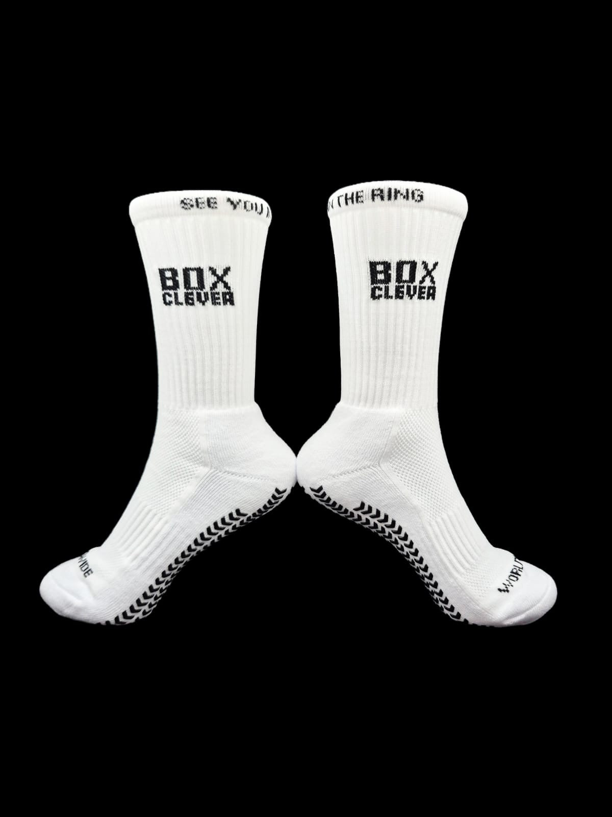 White and Black See You In The Ring Grip Socks