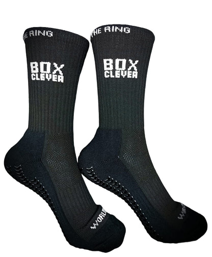 Black and White See You In The Ring Grip Socks