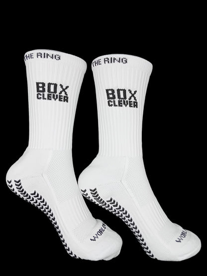 White and Black See You In The Ring Grip Socks