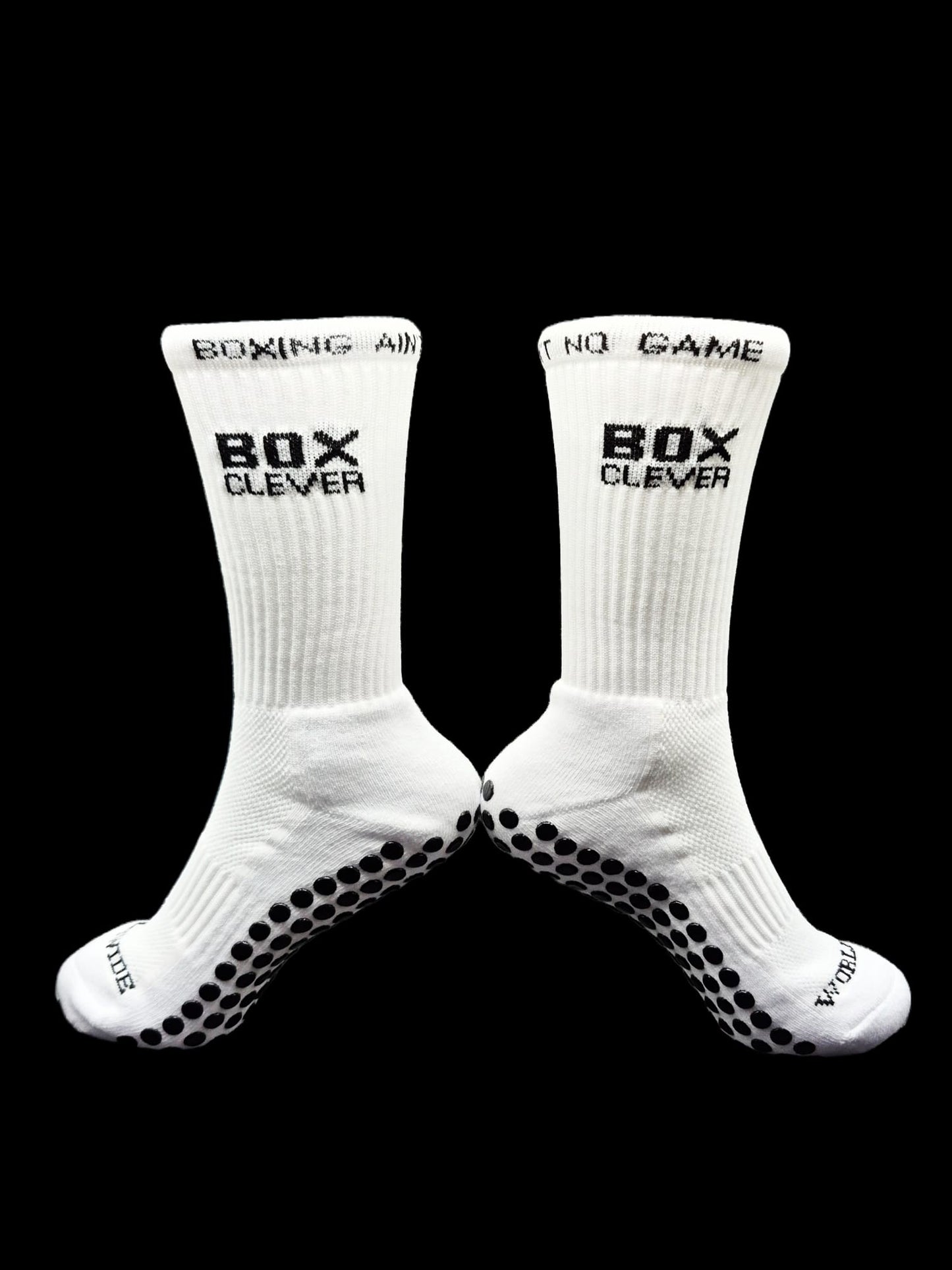 White and Black Boxing Ain’t No Game Grip Socks