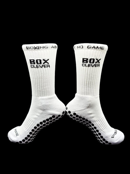 White and Black Boxing Ain’t No Game Grip Socks